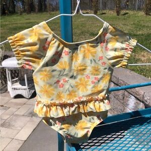Carter's Yellow Floral Ruffle One-Piece Swimsuit